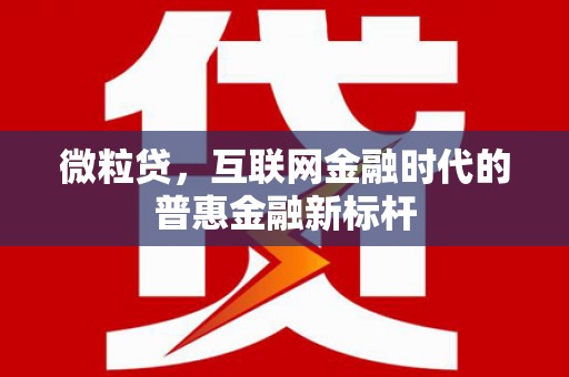 得荣微粒贷，互联网金融时代的普惠金融新标杆