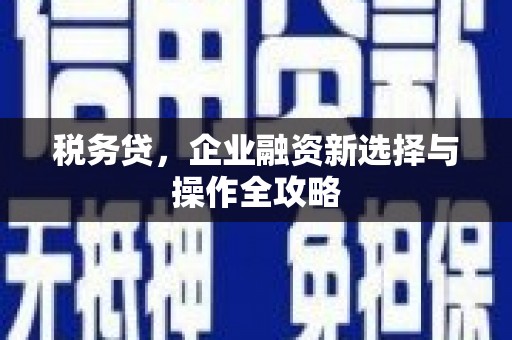 得荣税务贷，企业融资新选择与操作全攻略