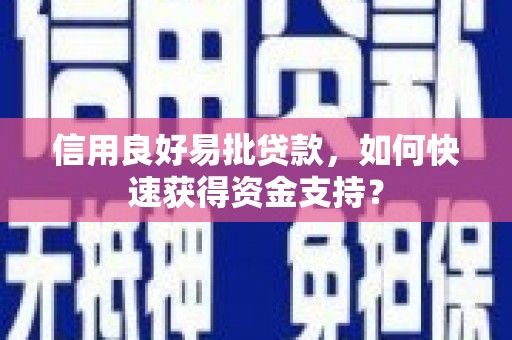 得荣信用良好易批贷款，如何快速获得资金支持？
