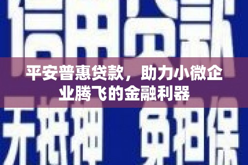 得荣平安普惠贷款，助力小微企业腾飞的金融利器